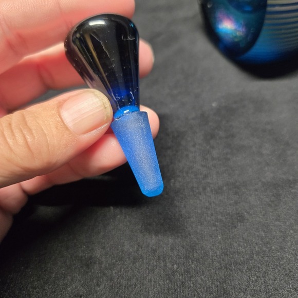 Correia Art Glass Perfume Bottle 1985 Signed LE 78/200 Cobalt Dichroic VTG - Picture 10 of 16